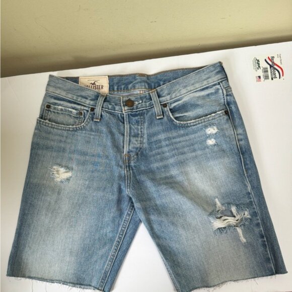 Hollister Jean Cut Off Shorts High Waist Button Fly Raw Hem Distress Stretch 30 - Picture 6 of 16